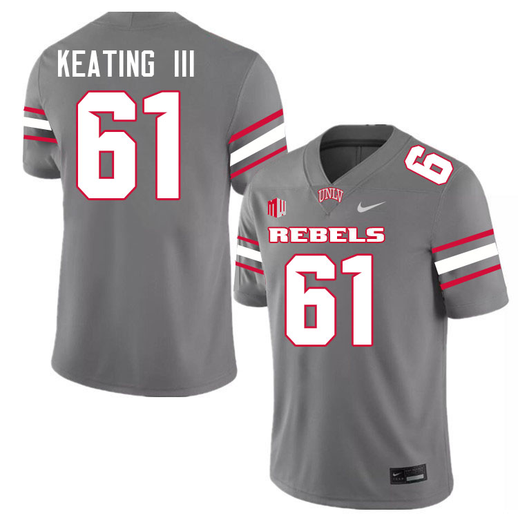 Men #61 Graham Keating III UNLV Rebels College Football Jerseys Stitched-Grey